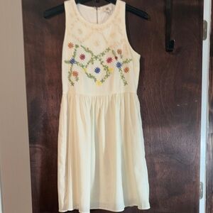 Ya Los Angeles Cream Dress with Floral Embroidery